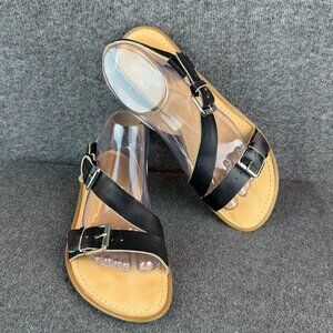 Latigo Leather Cross Strap Adjustable Buckle Sandals 9M
